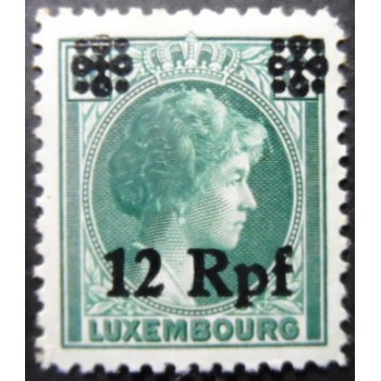 Selo postal de Luxemburgo de 1940 Grand Duchess Charlotte overprinted 12