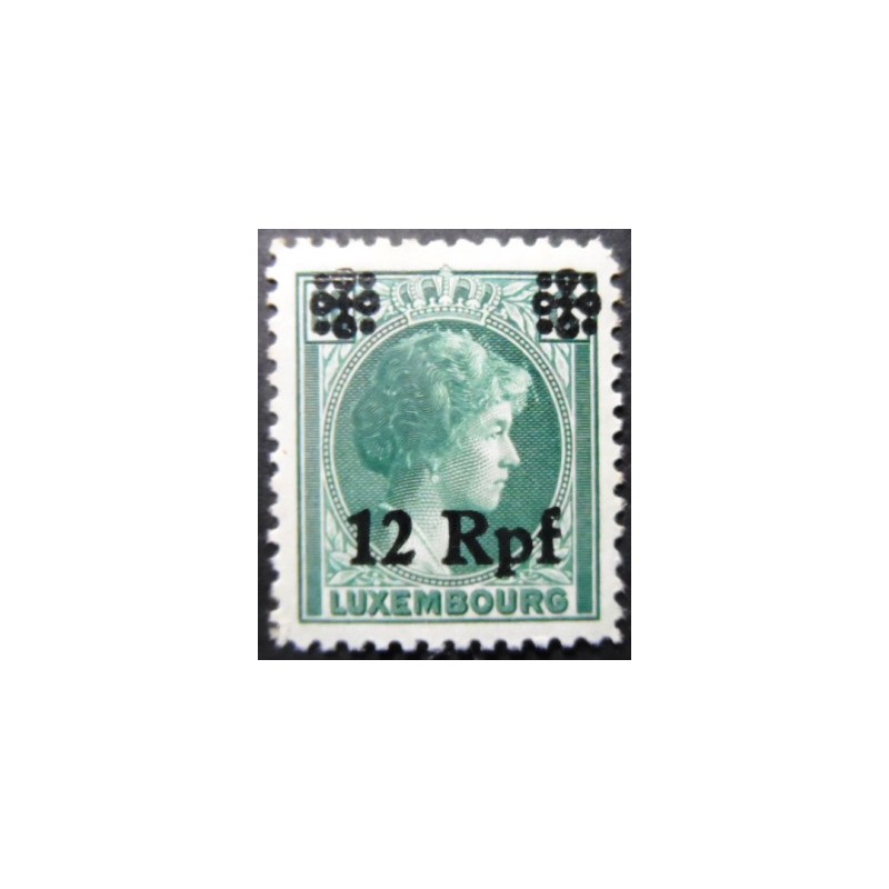 Selo postal de Luxemburgo de 1940 Grand Duchess Charlotte overprinted 12