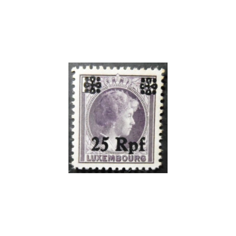 Selo postal de Luxemburgo de 1940 Grand Duchess Charlotte overprinted 25