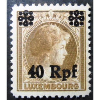 Selo postal de Luxemburgo de 1940 Grand Duchess Charlotte overprinted 40
