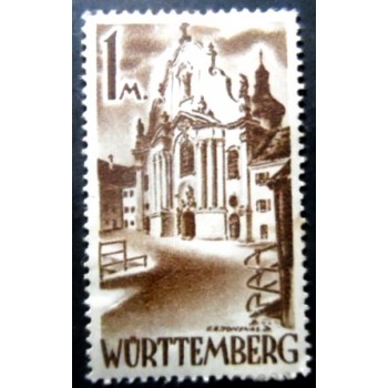 Selo da Alemanha Württemberg de 1947 Barockchurch Zwiefalten