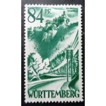 Selo da Alemanha Württemberg de 1947 Lichtenstein castle near Reutlingen