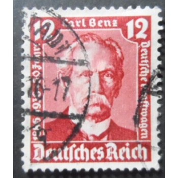 Selo postal da Alemanha Reich de 1936 Show Carl Benz 12