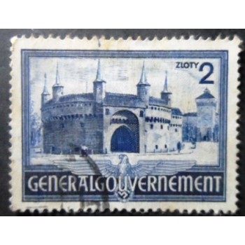 Selo postal da Polônia de 1941 Barbakan Krakau