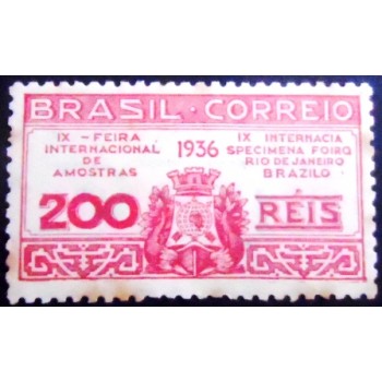 Selo postal do Brasil de 1936 Feira de Amostras M