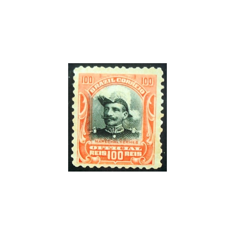 Selo postal do Brasil de 1913 Hermes da Fonseca 100 N