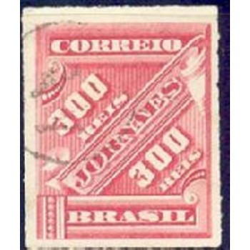 Selo postal do Brasil de 1889 Jornal Cifra Oblíqua J 15