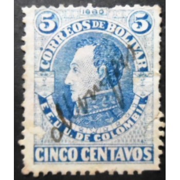 Selo postal da Colômbia de 1880 Simón Bolivar