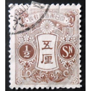 Selo postal do Japão de 1913 Tazawa 1/2 sen brown