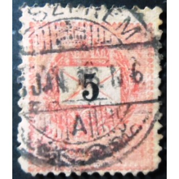 Selo postal da Hungria de 1890 Letter with the value numerals 5