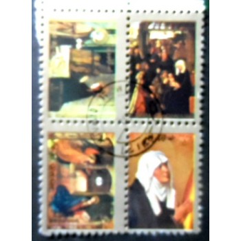 Quadra de selos postais de Umm Al Qwain de 1972 The Life of Christ