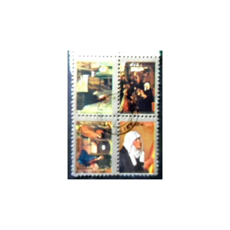 Quadra de selos postais de Umm Al Qwain de 1972 The Life of Christ