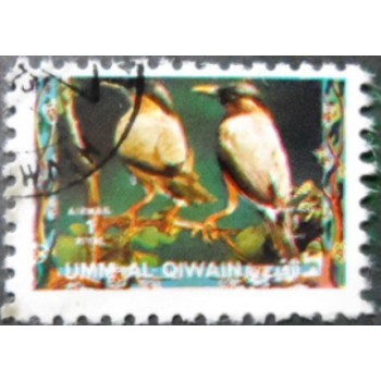 Selo postal de Umm Al Qwain  de 1972 Brahminy Starling