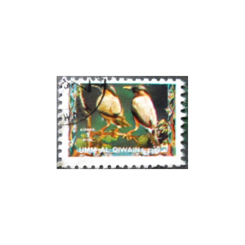 Selo postal de Umm Al Qwain  de 1972 Brahminy Starling