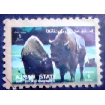 Selo postal de Ajman de 1973 European Bison