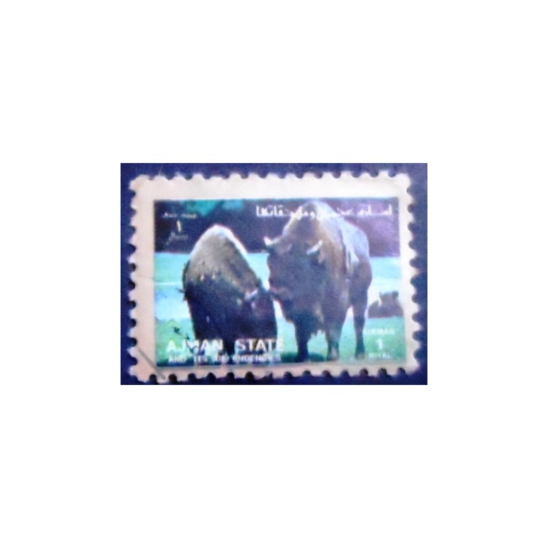 Selo postal de Ajman de 1973 European Bison