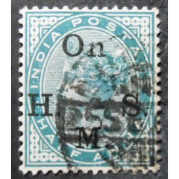 Selo postal da Índia de 1883 Queen Victoria On H.M.S. ½