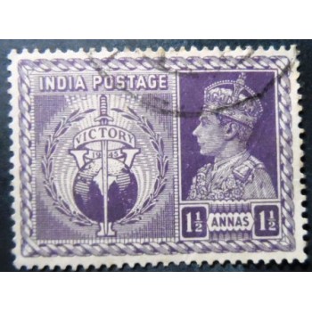 Selo postal da Índia de 1946 Victory and King George VI 1½