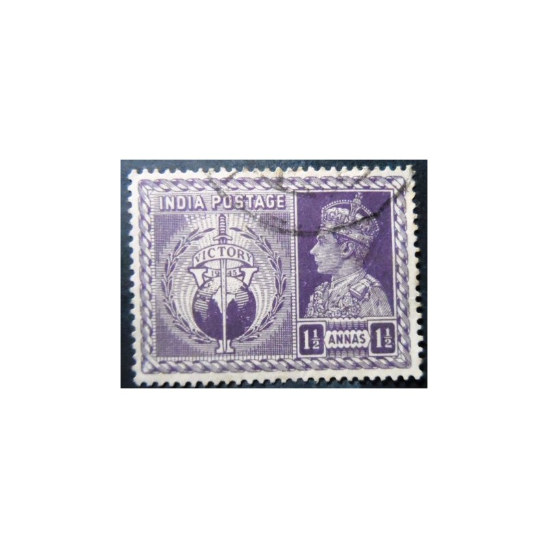 Selo postal da Índia de 1946 Victory and King George VI 1½