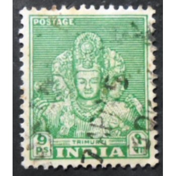 Selo postal da Índia de 1949 Trimurti