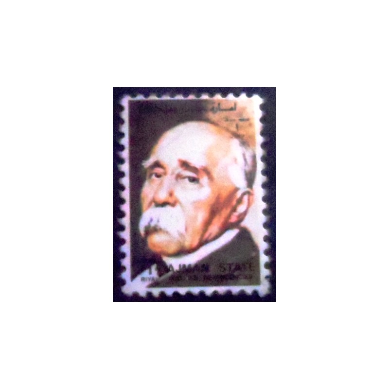 Selo postal do Emirado de Ajman de 1973 Georges Clemenceau