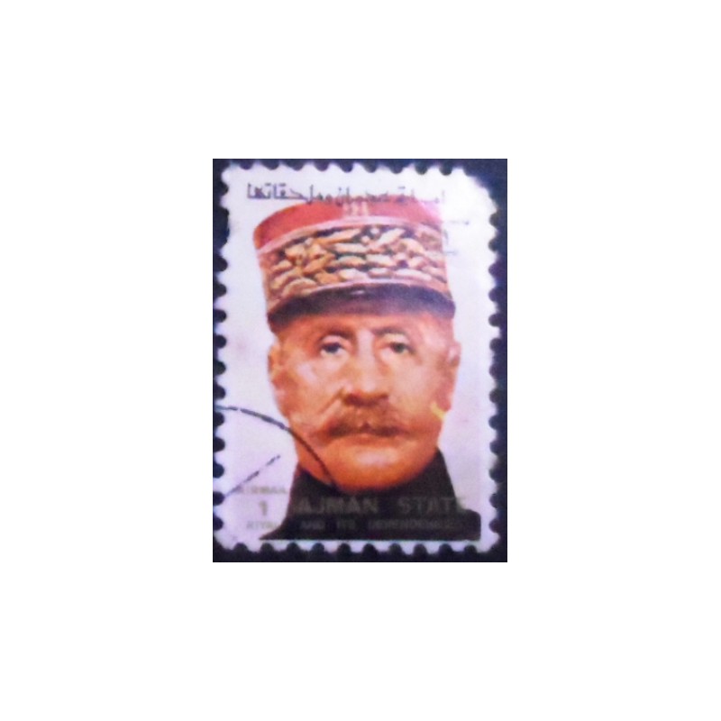 Selo postal do Emirado de Ajman de 1973 Marshal Ferdinand Foch