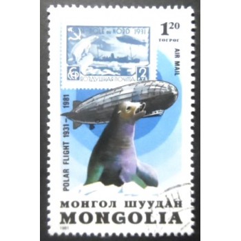 Selo postal da Mongólia de 1981 Steller Sea Lion