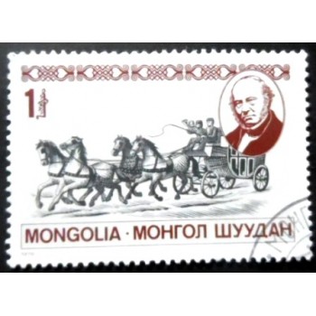 Selo postal da Mongólia de 1979 American Mail Coach