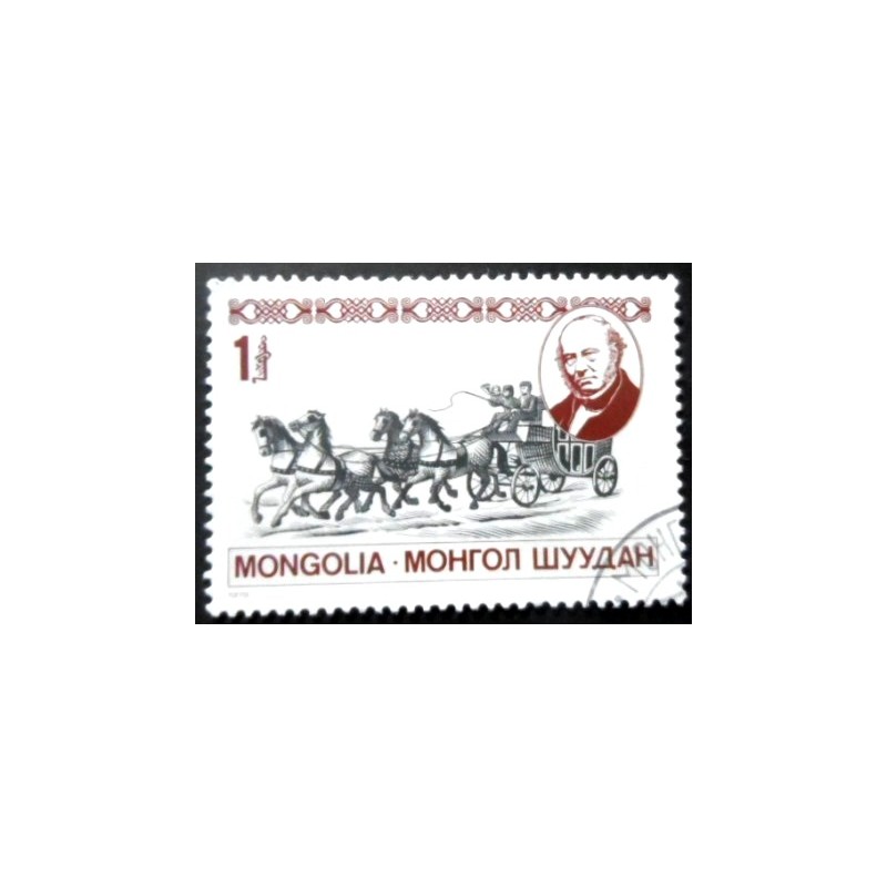 Selo postal da Mongólia de 1979 American Mail Coach