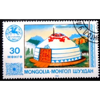 Selo postal da Mongólia de 1983 Mongolian Skin Tent NCC