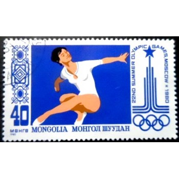 Selo postal da Mongólia de 1980 Gymnast U