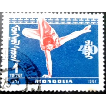 Selo postal da Mongólia de 1961 Acrobat