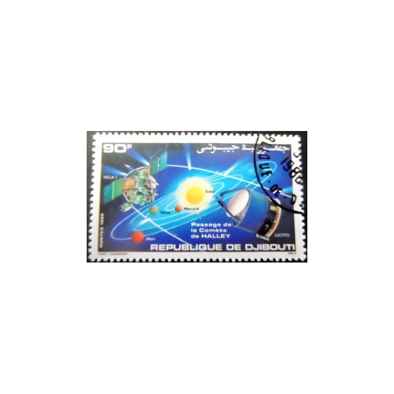 Selo postal de Djibouti de 1986 Vega 1 Giotto Space Probe