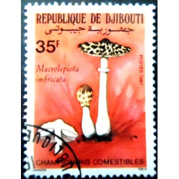 Selo postal de Djibouti de 1987 Macrolepiota imbrcata
