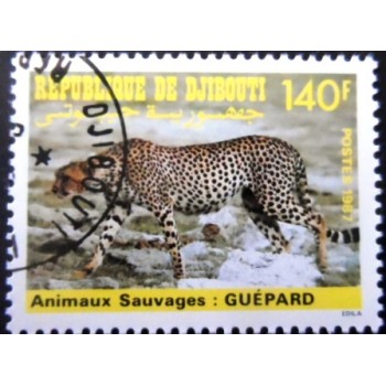 Selo postal de Djibouti de 1987 Cheetah