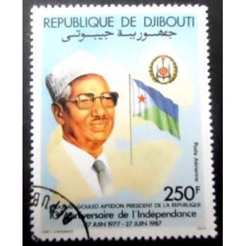 Selo postal de Djibouti de 1987 President Aptidon