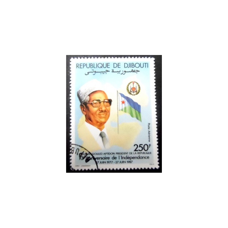 Selo postal de Djibouti de 1987 President Aptidon