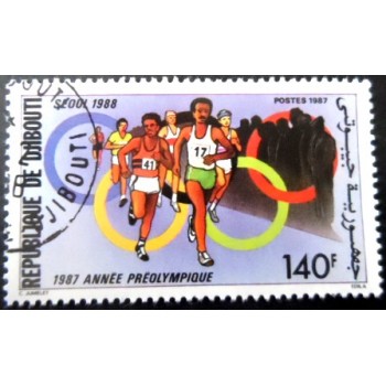 Selo postal de Djibouti de 1987 Running