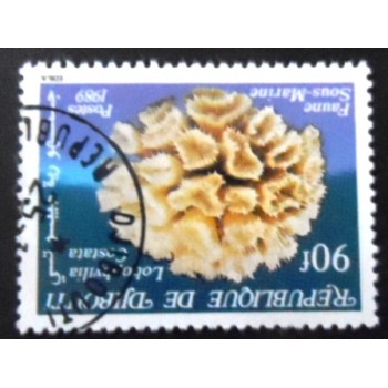 Selo postal de Djibouti de 1989 Lobed Cactus Coral