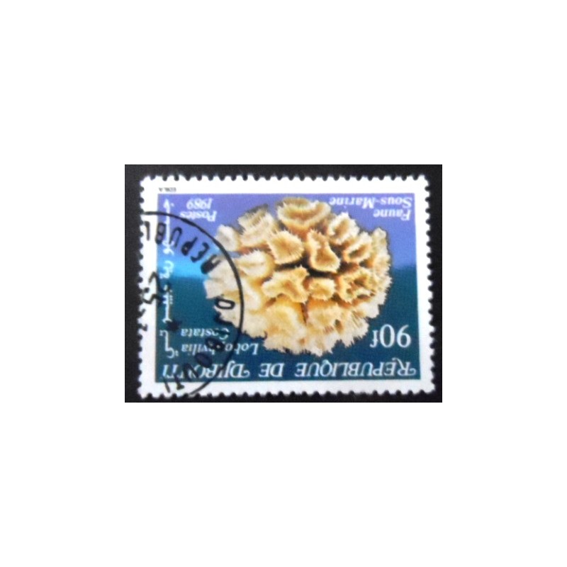 Selo postal de Djibouti de 1989 Lobed Cactus Coral