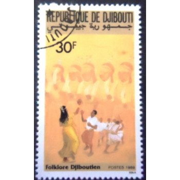 Selo postal de Djibouti de 1989 People Dancing