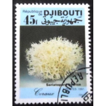 Selo postal de Djibouti de 1991 Coral Seriatopora