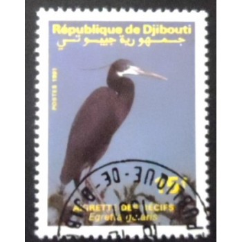 Selo postal de Djibouti de 1991 Western Reef-Heron