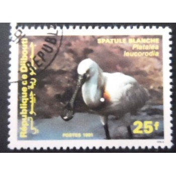 Selo postal de Djibouti de 1991 Eurasian Spoonbill