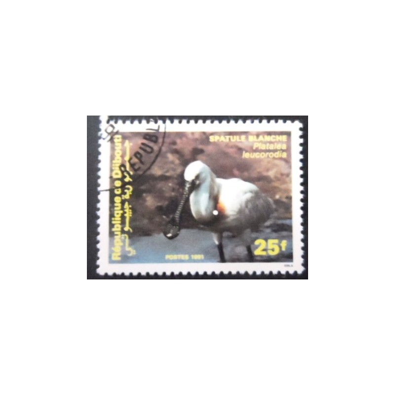 Selo postal de Djibouti de 1991 Eurasian Spoonbill