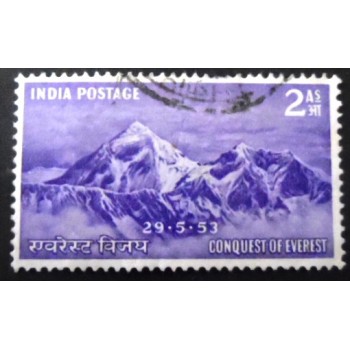 Imagem do selo postal da ìndia de 1953 Mount Everest