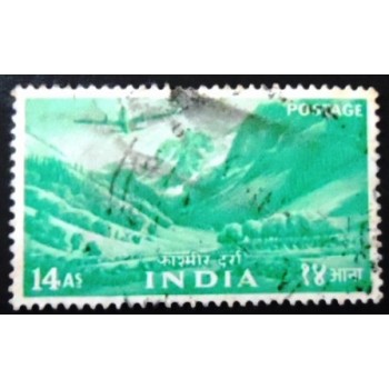 Selo postal da Índia de 1955 Kashmir Landscape