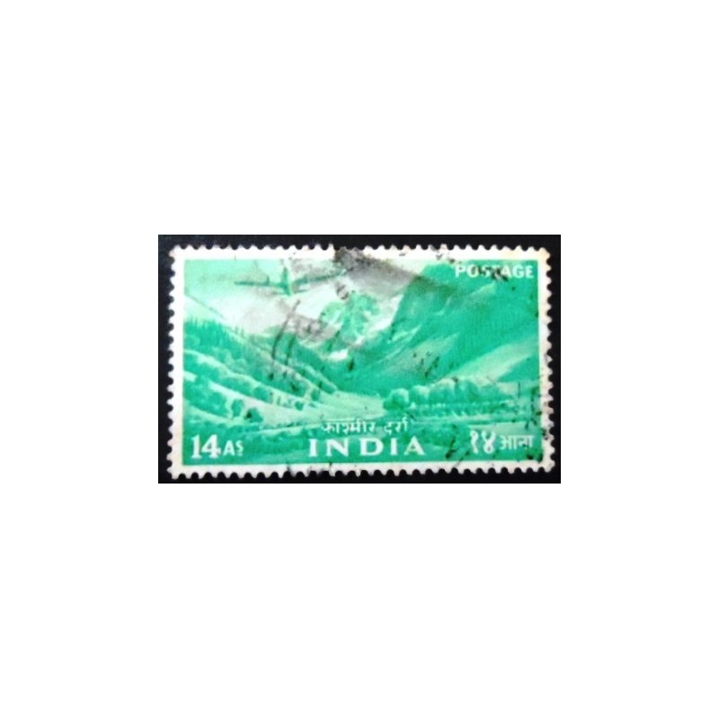 Selo postal da Índia de 1955 Kashmir Landscape