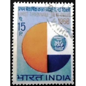 Selo postal da Índia de 1968 First Triennale Art Exhibition