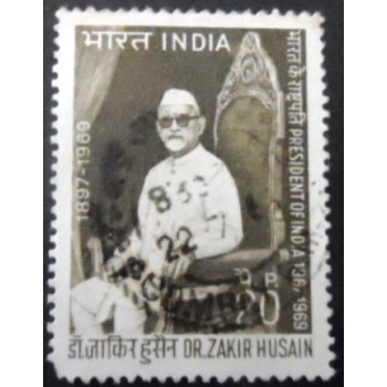 Selo postal da Índia de 1969 President Dr. Zakir Husain